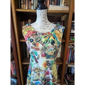 jams world aloha tiki dress sz 9 vintage euc tank style